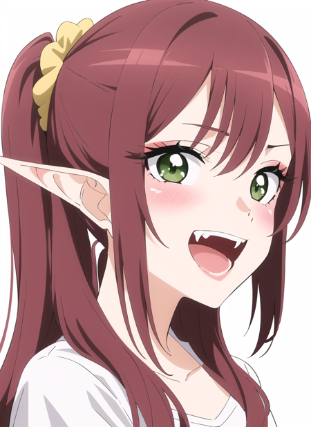 3978521393-3357242142-bisquedoll anime style, 1girl, fangs, green eyes, hair ornament, hair scrunchie, light blush, long hair, looking at viewer, open.png